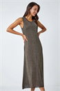 Gold Sleeveless Sparkle Knitted Midi Dress, Image 1 of 5