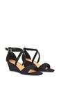 Black 'Kylie' Strappy Sandal Wedge Heels With Ankle Strap, Image 3 of 6
