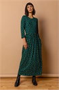 Dark Green Ditsy Floral Print Midi Dress, Image 1 of 5