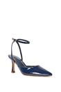 Navy 'Tori' Pointed Toe Stiletto Heels With Ankle Strap, Image 2 of 6