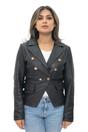 Black Leather Military Blazer Jacket-Aalborg, Image 2 of 6
