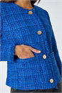 Blue Checked Boucle Button Detail Jacket, Image 3 of 6