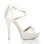White AJVANI White High Heel Crossed Straps Platform Sandals, Image 2 of 6