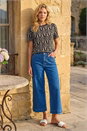 Black Ikat Print Textured Stretch Top, Image 2 of 4