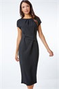 Black Pleat Detail Smart Stretch Dress, Image 1 of 5