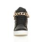 Black Gold Chain Lace Up Trainers Hi Tops, Image 6 of 6