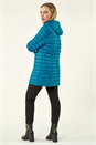 Teal Petite Quilted Longline Puffer Coat, Image 3 of 5