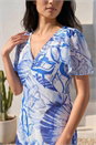 Blue Petite Floral Midi Dress, Image 4 of 4