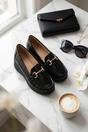Black Chloe Womens Patent Horsebit Platform Loafers, Image 2 of 8