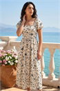 Ivory  Dusk Floral Puff Sleeve Midi Dress, Image 2 of 4
