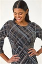 Chocolate Abstract Linear Stretch Dress, Image 4 of 5
