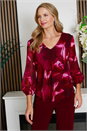 Wine Julianna Printed Stretch Top, Image 2 of 5