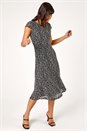 Black Glitter Stretch Lace Midi Dress, Image 3 of 5