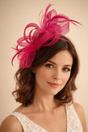 Pink Flourescent SVNX Pink Flourescent Bow Feather Fascinator, Image 1 of 1