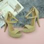 Natural AJVANI Natural High Heel Crossed Straps Platform Sandals, Image 4 of 6