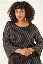 Black Curve Chiffon Overlay Foil Top , Image 4 of 5