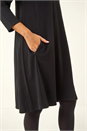 Black A-Line Pocket Detail Swing Dress, Image 5 of 5