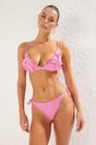 Pink Applique Detail Triangle Bikini Set with Tie Side, Image 1 of 5