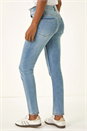 Blue Slim Leg Stretch Mom Jeans, Image 3 of 5