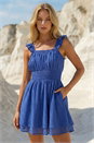 Royal Blue Dusk Cotton Shirred Skort Dress, Image 1 of 5