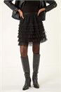Black Mesh Layered Mini Skirt, Image 1 of 5