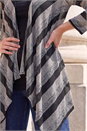 Black Mock Layer Stripe Knit Cardigan, Image 4 of 4