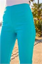Turquoise Elastic Waist Knee Length Stretch Shorts, Image 4 of 4
