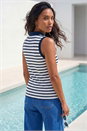 Navy  Stripe Print Vest Top, Image 2 of 4