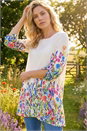 Ivory  Floral Border Print Tunic Top, Image 2 of 4