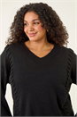 Black Curve Stitch V-Neck Knit Jumper, Image 4 of 5