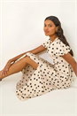 Stone Polka Dot Sweetheart Neck Midi Dress, Image 1 of 5
