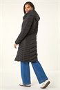Black Hooded Quilted Coat, Image 3 of 5