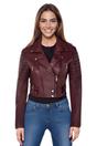 Burgundy Cropped Brando Leather Biker Jacket, Image 1 of 7