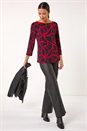 Red Floral Print Contrast Trim Top, Image 1 of 5