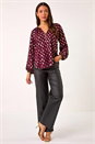 Wine Spot Foil Print Blouse, Image 3 of 5