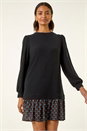 Black Geometric Mix Print Mini Dress, Image 4 of 5