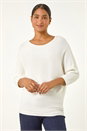 Ivory  Ribbed Fitted Knit Jumper, Image 2 of 5