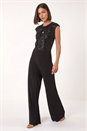 Black Sequin Twist Front Jumpsuit, Image 1 of 5