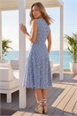 Denim Embroidered Midi Dress, Image 3 of 4