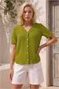 Lime Petite Button Up Blouse, Image 2 of 4