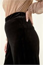 Black Petite Wide Leg Velvet Stretch Trouser, Image 5 of 5