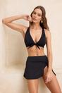 Black WOVCOR Black Bow Detail Triangle Bikini Top, Image 1 of 3