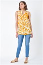 Mango Floral Print Sleeveless V-Neck Button Blouse, Image 2 of 5