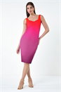 Orange Ombre Print Sweetheart Neck Bodycon Dress, Image 1 of 5