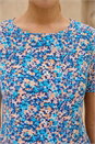 Blue Floral Print Elasticated Hem Top, Image 4 of 4