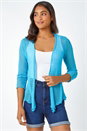 Turquoise Textured Pointelle Detail Shrug, Image 2 of 5