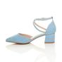 Light Blue AJVANI Light Blue Mid Block Heel Crossed Strap Pointed Toe 2 Part Heels, Image 3 of 6