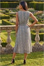 White Polka Dot Pleated Midi Dress, Image 3 of 4