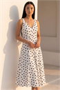 Ivory  Polka Dot Premium Stretch Midi Dress, Image 2 of 4