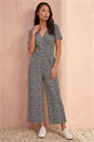 Navy  Petite Daisy Print Wrap Jumpsuit, Image 1 of 4